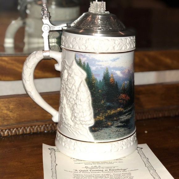 Thomas Kinkade Stein A Quiet Evening At Riverlodge Stein-1996-man’s gift idea - Picture 2 of 7